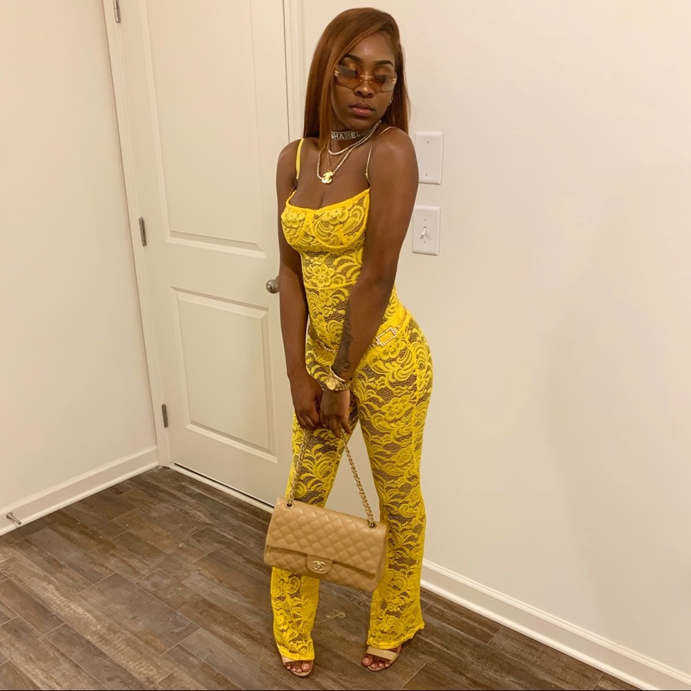 Yellow Lace Romper